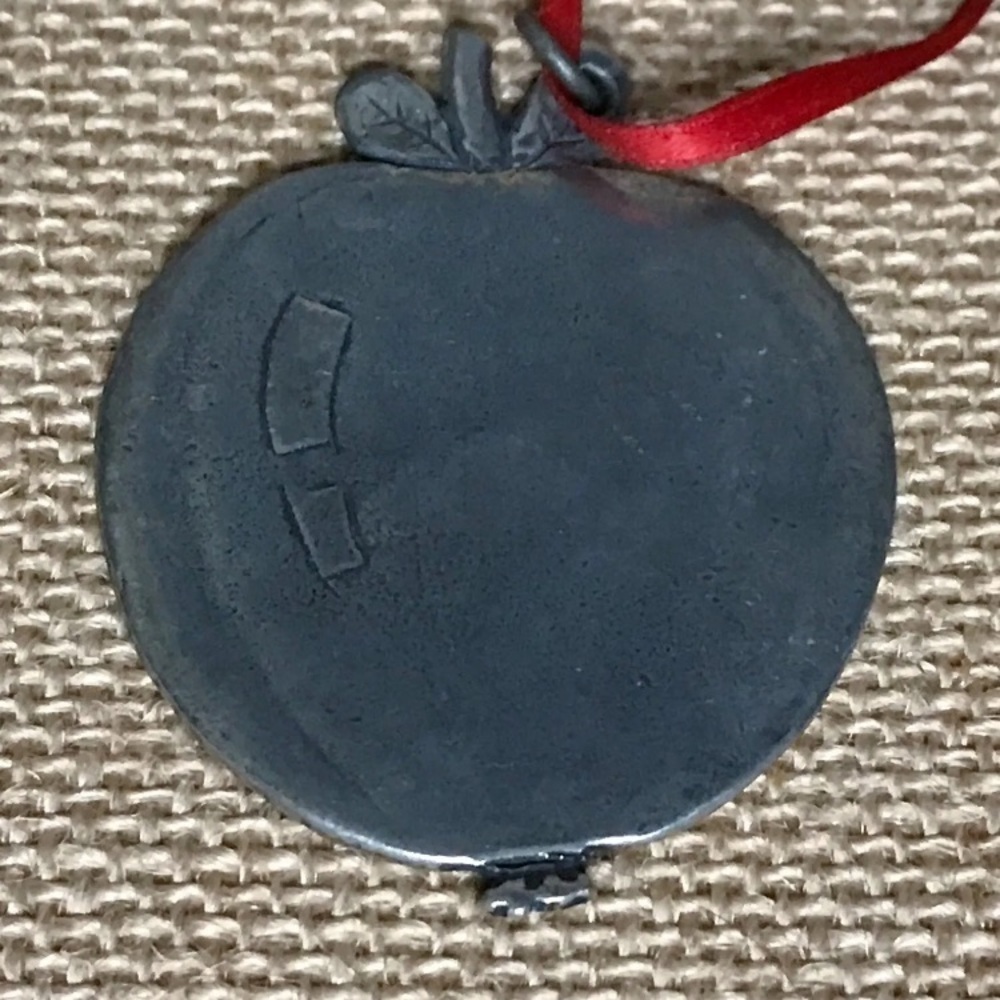 Pewter Apple Ornament Norway Christmas Holiday Rustic Cottage Farm Core